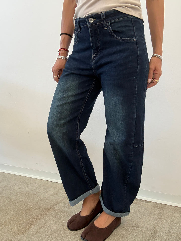 DENIM ANITA BARREL STONEWASH BLU SCURO