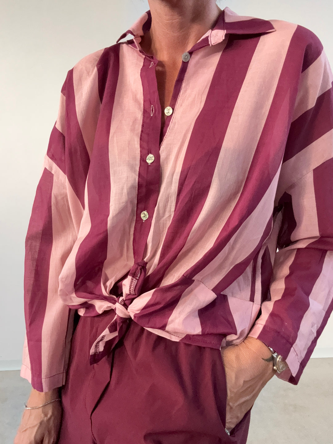 CAMICIA RIGA  BORDEAUX ROSA