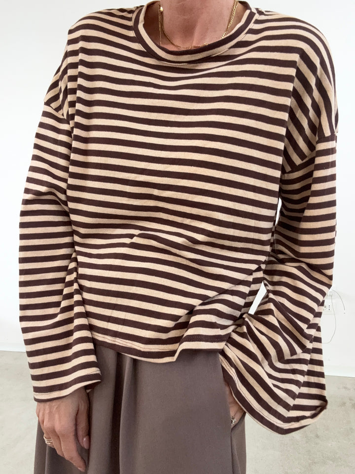 TSHIRT CAMILLA RIGHE MORO/CREMA