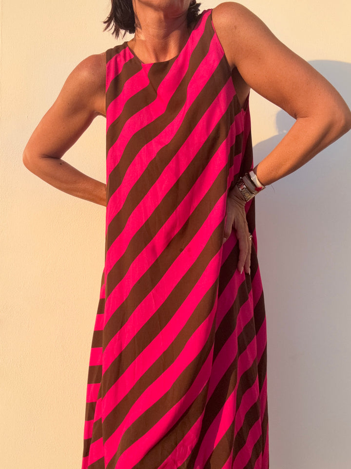 ABITO RIGONI FUCSIA/CIOCCO