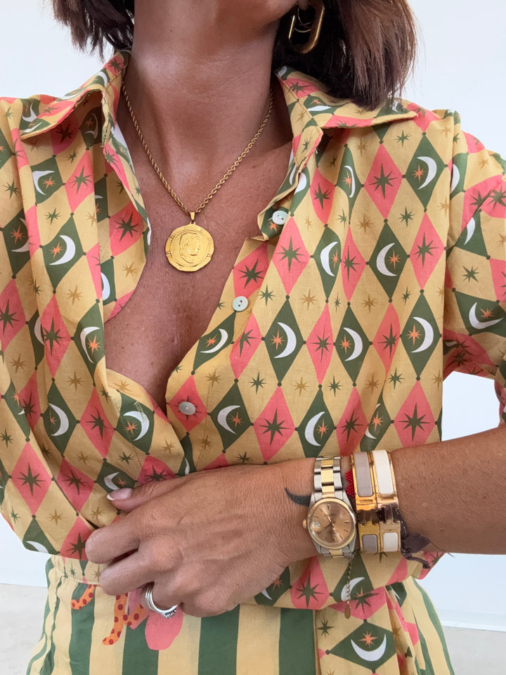 CAMICIA COSTELLAZIONE OCRA/VERDE