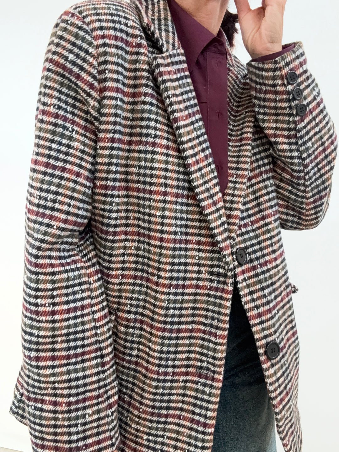 GIACCA VICHY NERO/BORDEAUX