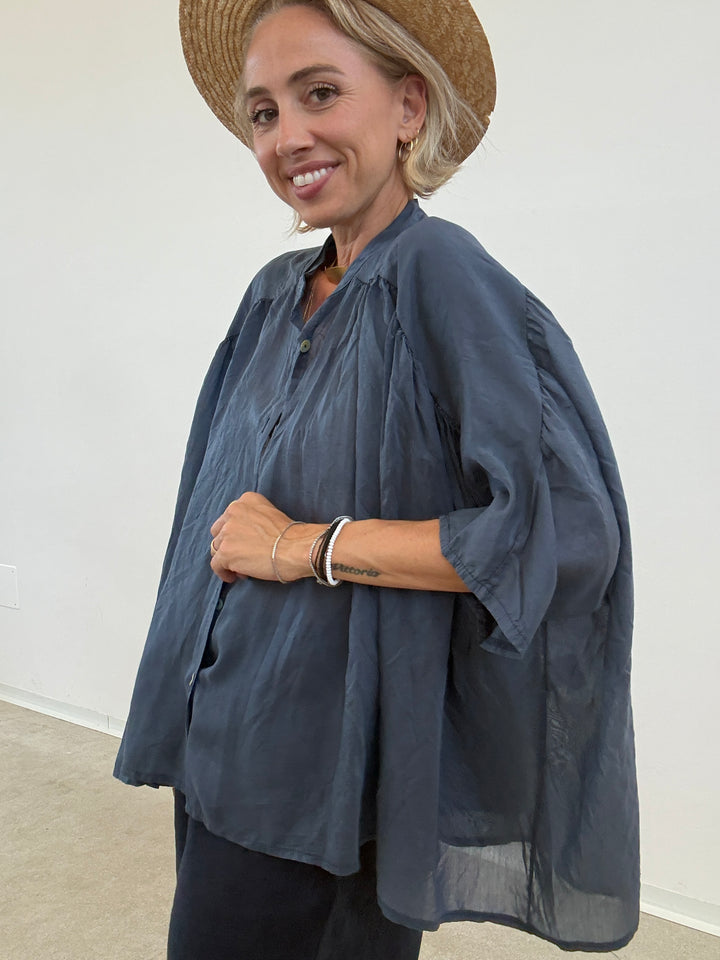 CAMICIA SCATOLA ORGANZA BLU