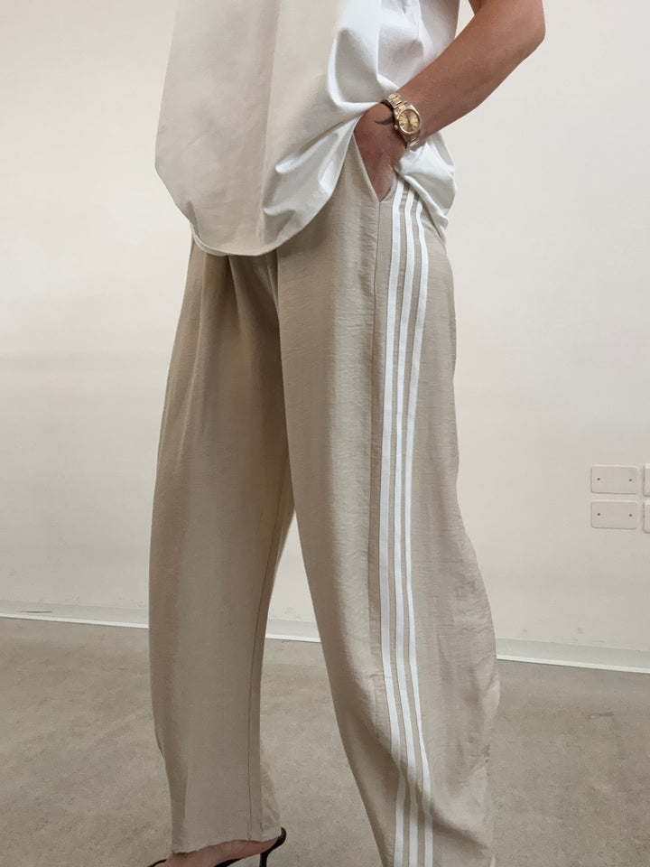 PANTA AISHA VISCOSA LIGHTBEIGE/BIANCO