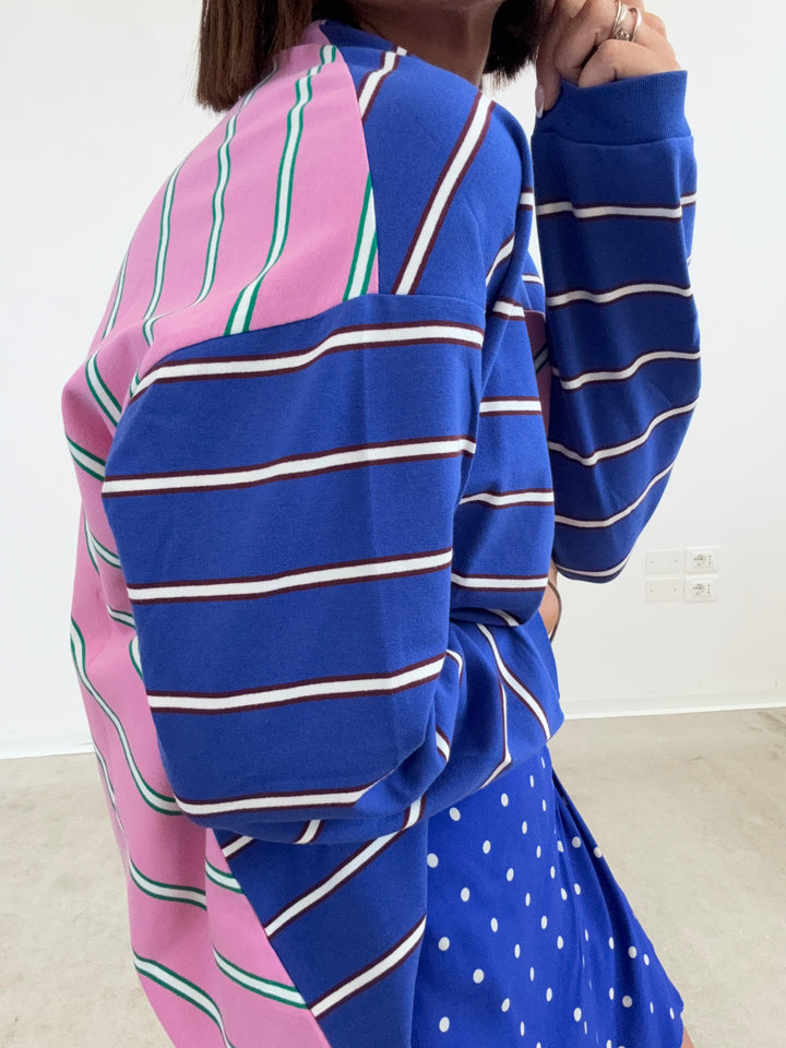 TSHIRT M\L  OVER BASIC MIX RIGHE BLUETTE