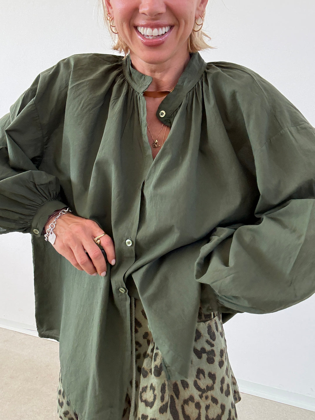 CAMICIA MUSSOLA VERDE SCURO