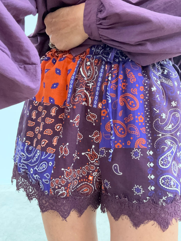 BERMUDA MIX PIZZO BANDANA VIOLA