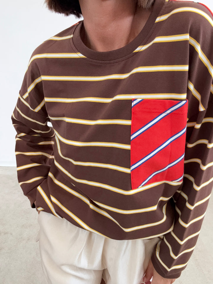 TSHIRT M\L  OVER BASIC MIX RIGHE MORO