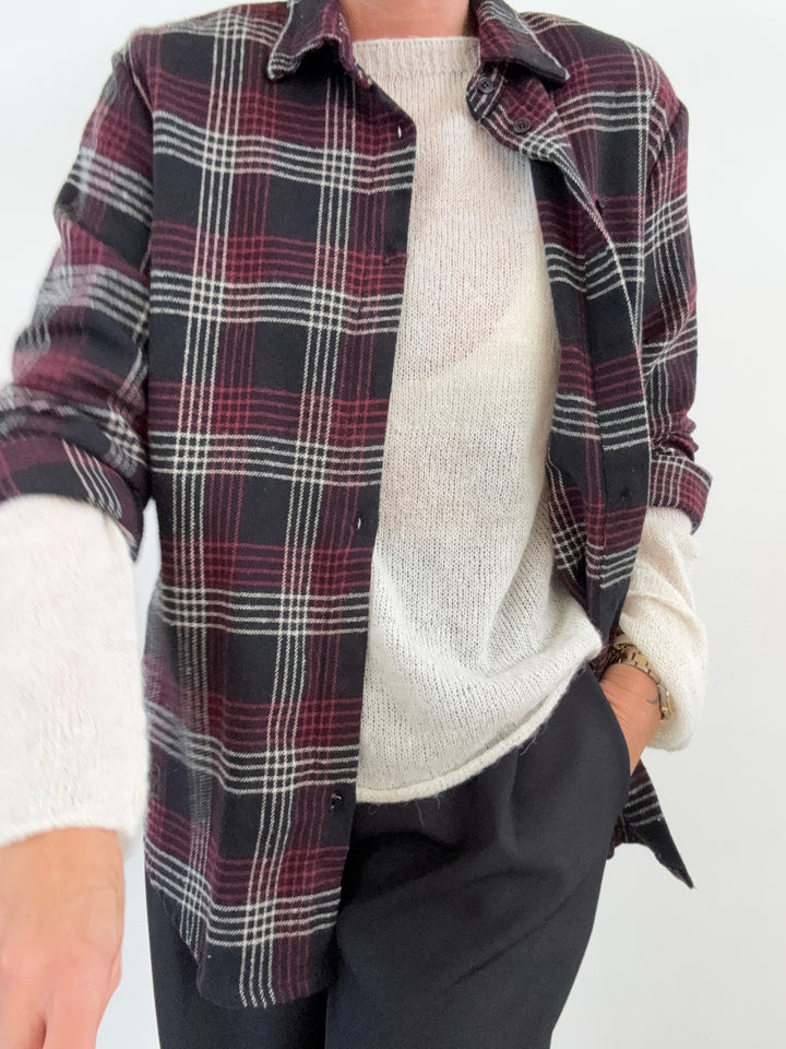 CAMICIA FLANELLA CHECK NERO/ROSSO