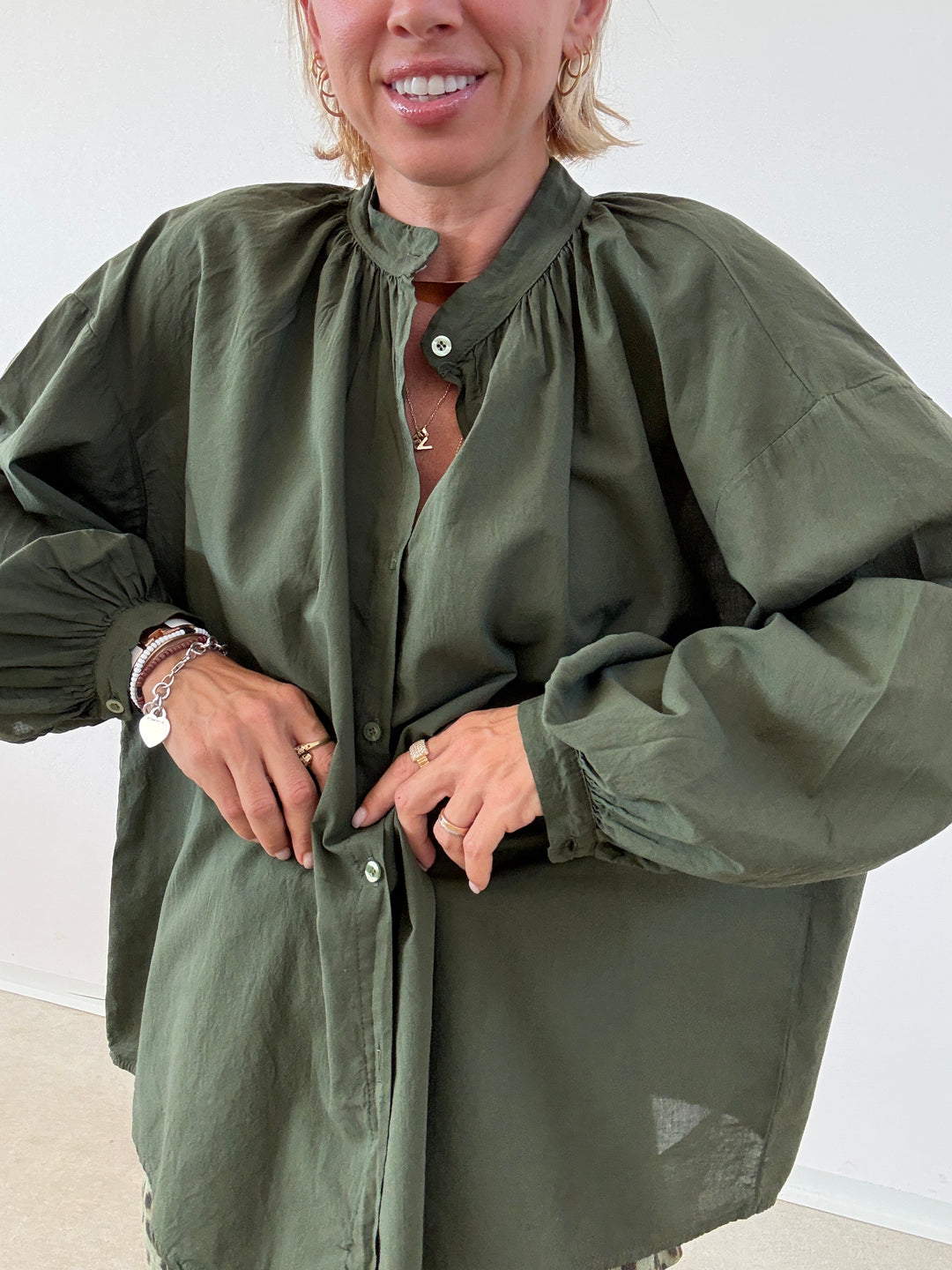 CAMICIA MUSSOLA VERDE SCURO