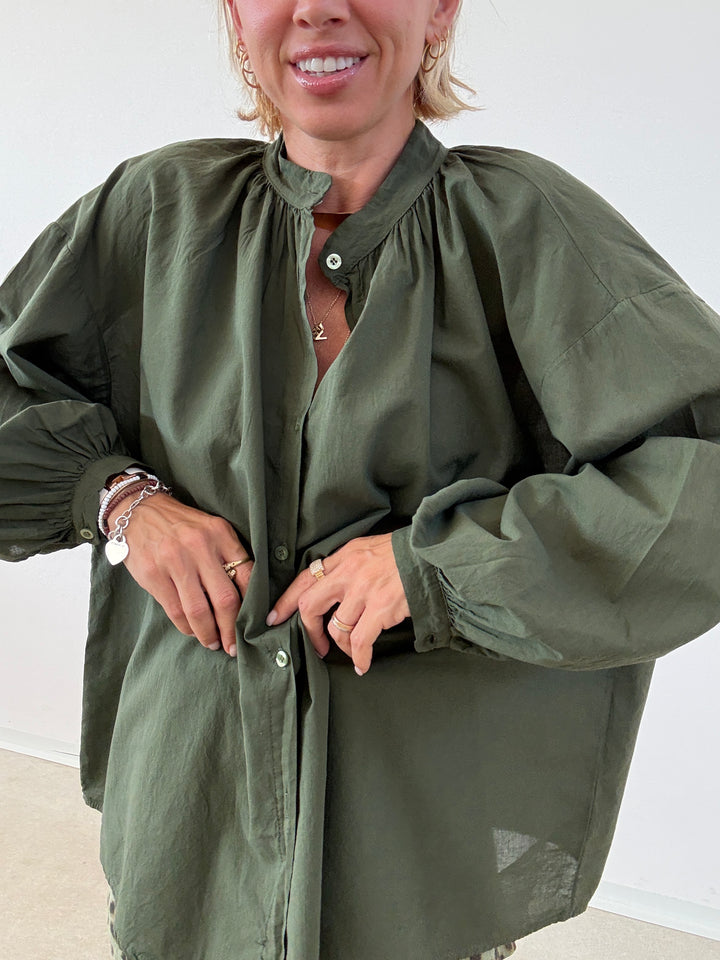 CAMICIA MUSSOLA VERDE SCURO