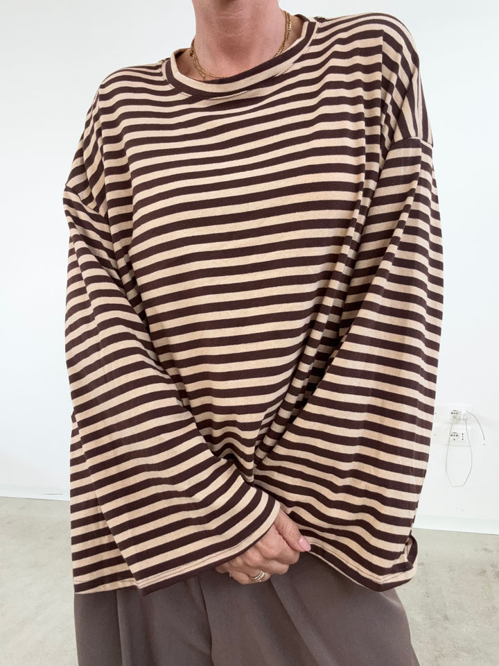 TSHIRT CAMILLA RIGHE MORO/CREMA