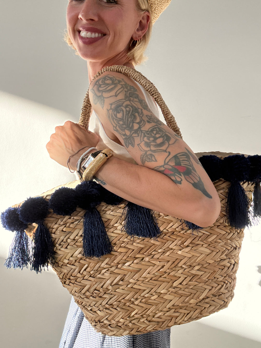 BORSA POSITANO PAGLIA BLU
