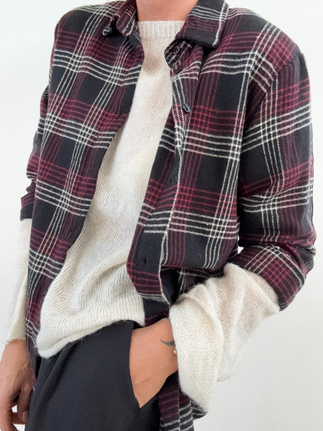 CAMICIA FLANELLA CHECK NERO/ROSSO