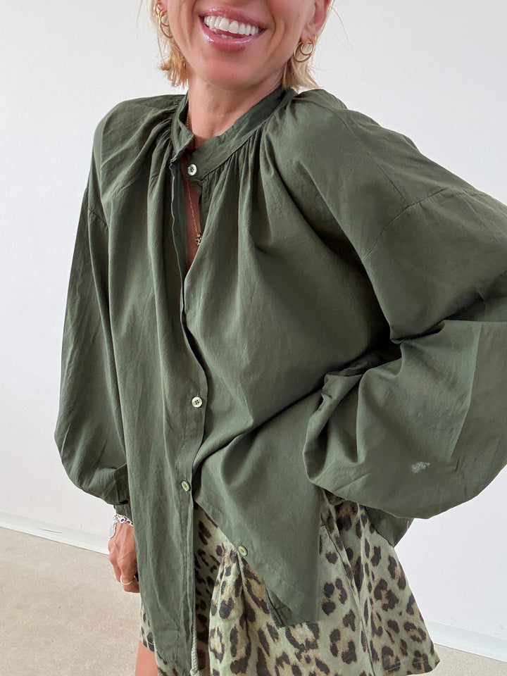 CAMICIA MUSSOLA VERDE SCURO