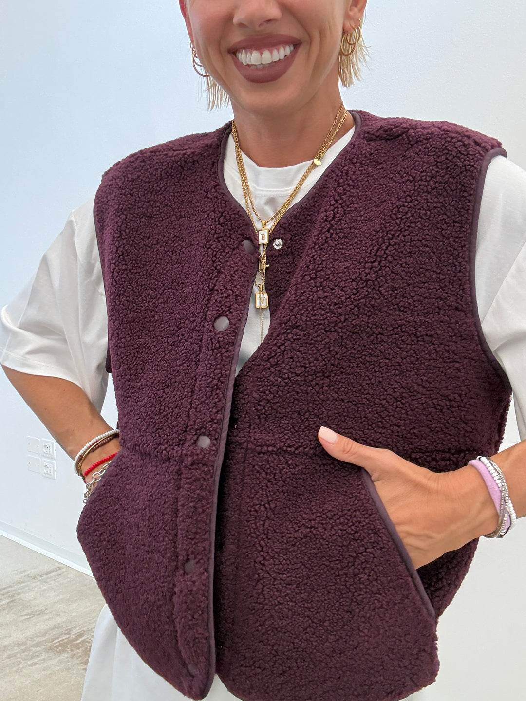 GILET TEDDY BORGOGNA