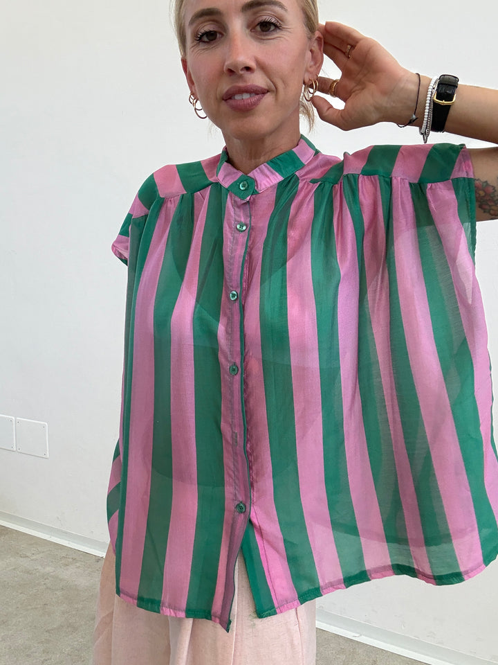 CAMICIA GIROMANICA RIGHE TIFFANY/CICLAMINO