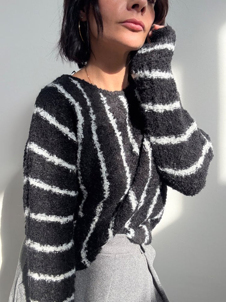 PULL ALESSIA RIGHE NERO/PANNA;PULL ALESSIA RIGHE NERO/PANNA;PULL ALESSIA RIGHE NERO/PANNA;PULL ALESSIA RIGHE NERO/PANNA;PULL ALESSIA RIGHE NERO/PANNA