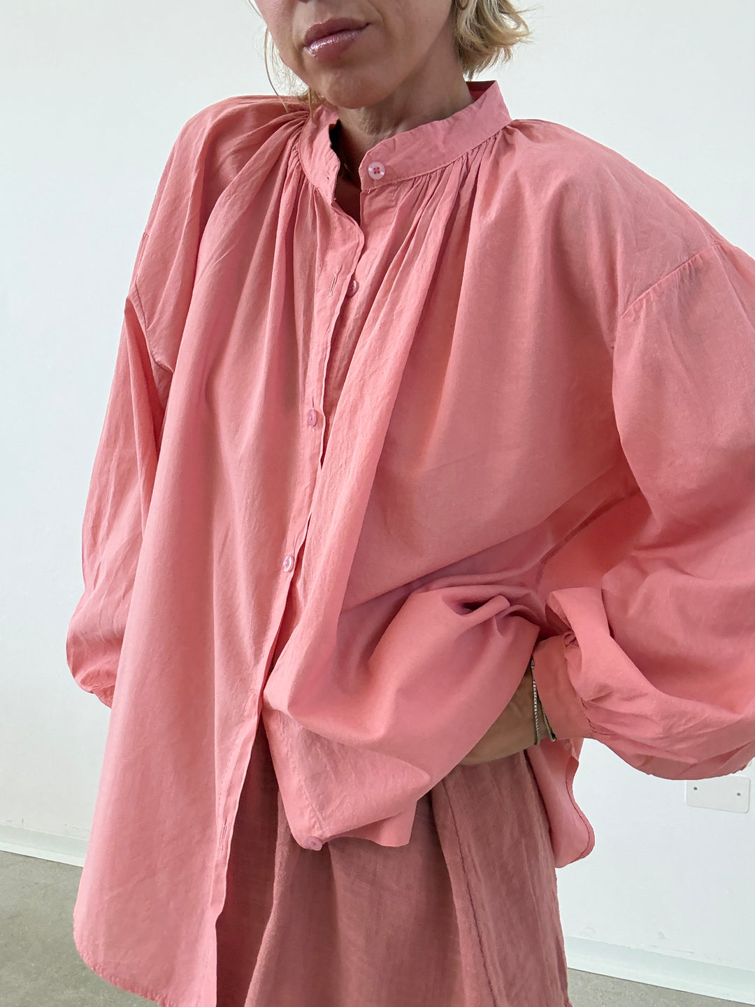 CAMICIA MUSSOLA ROSA CONFETTO