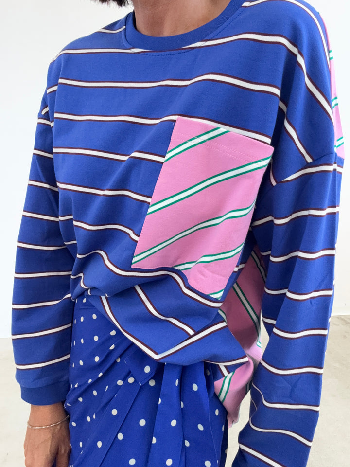 TSHIRT M\L  OVER BASIC MIX RIGHE BLUETTE