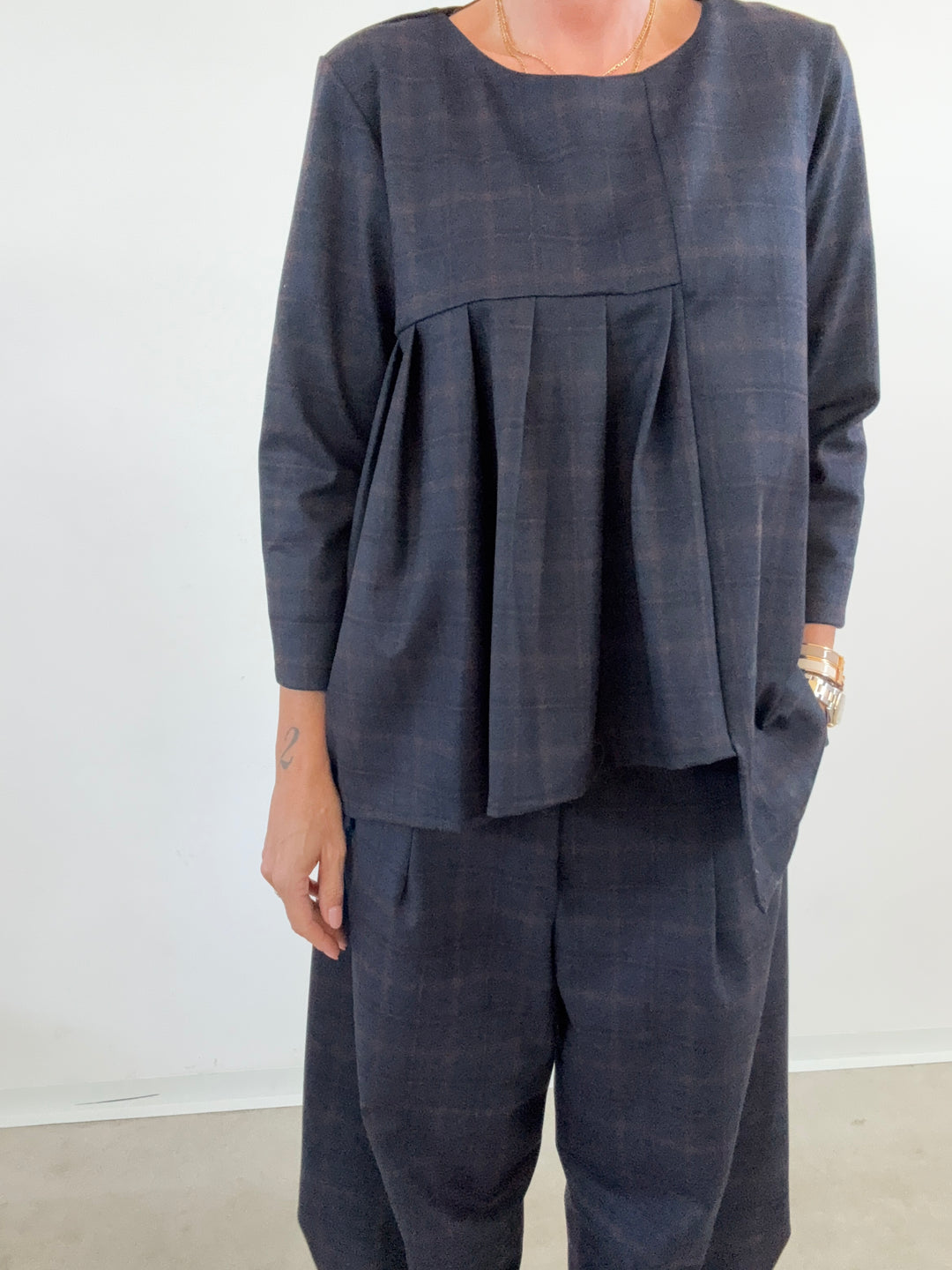 SET LORELLA CHECK BLU NOTTE