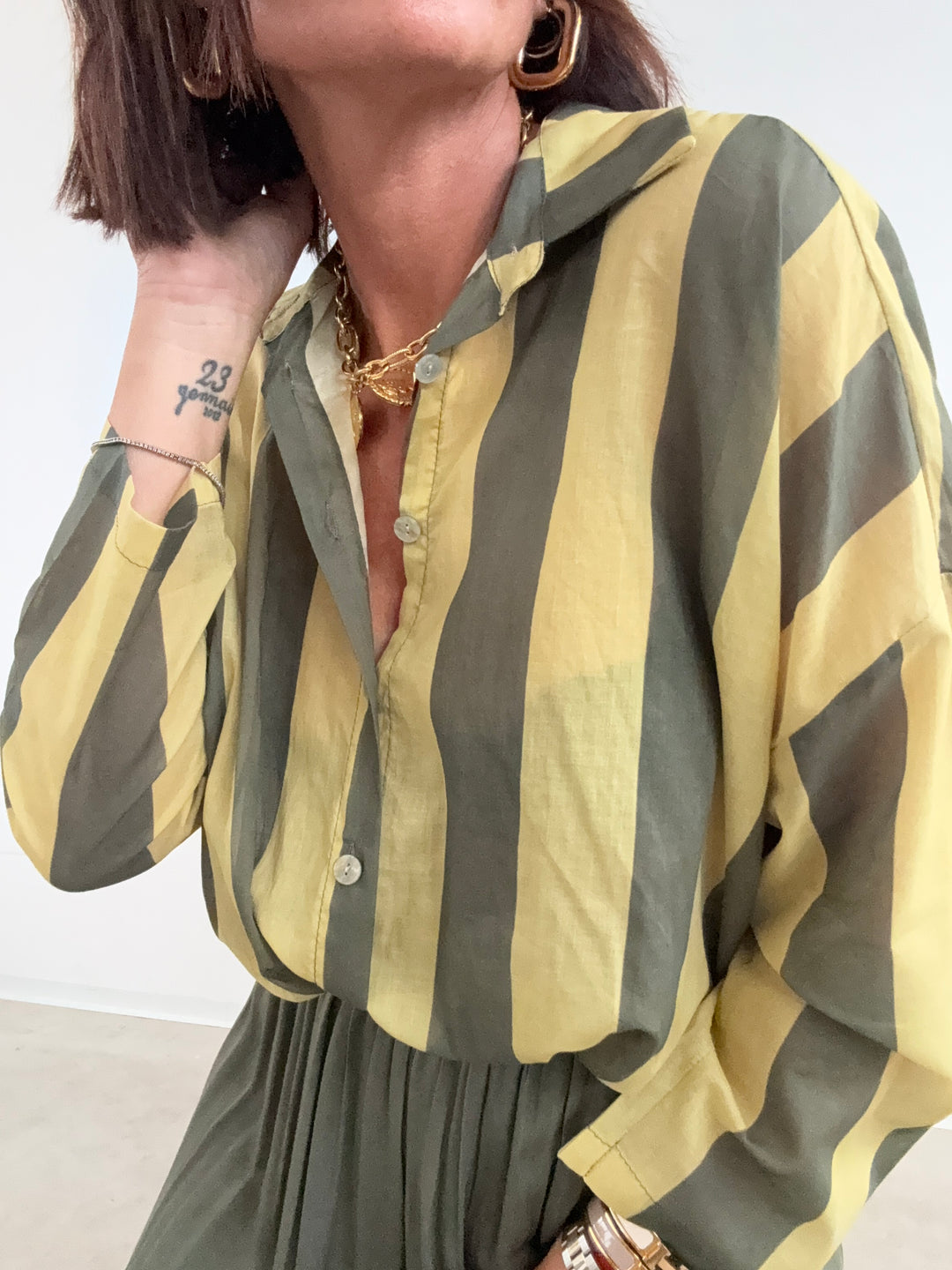 CAMICIA COLLETTO RIGA MELA/VERDE MILI