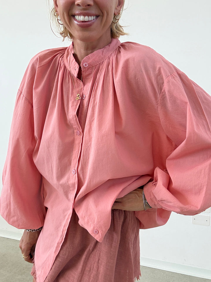 CAMICIA MUSSOLA ROSA CONFETTO
