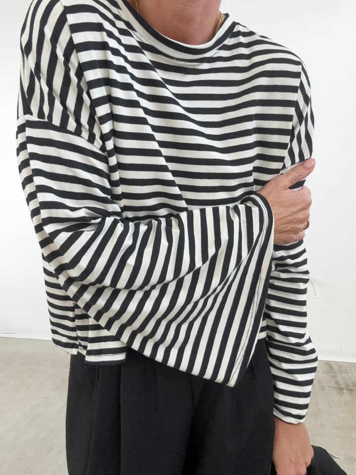 TSHIRT CAMILLA RIGHE BIANCO/NERO