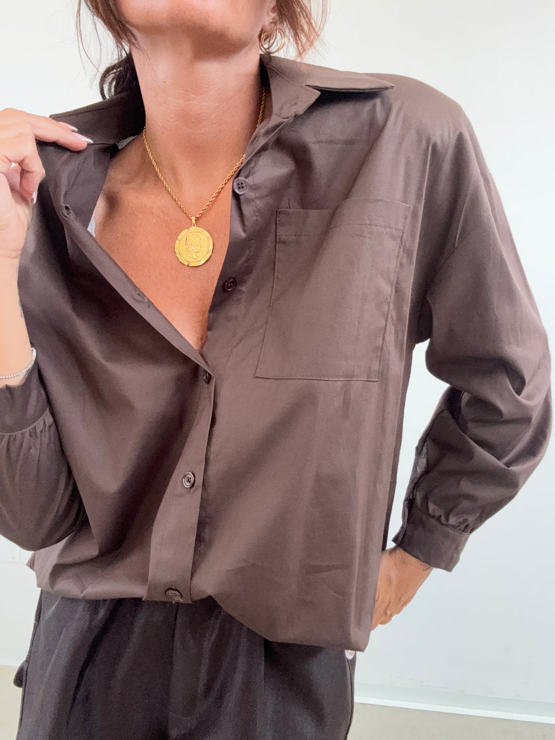 CAMICIA SPALLINE CIOCCOLATO