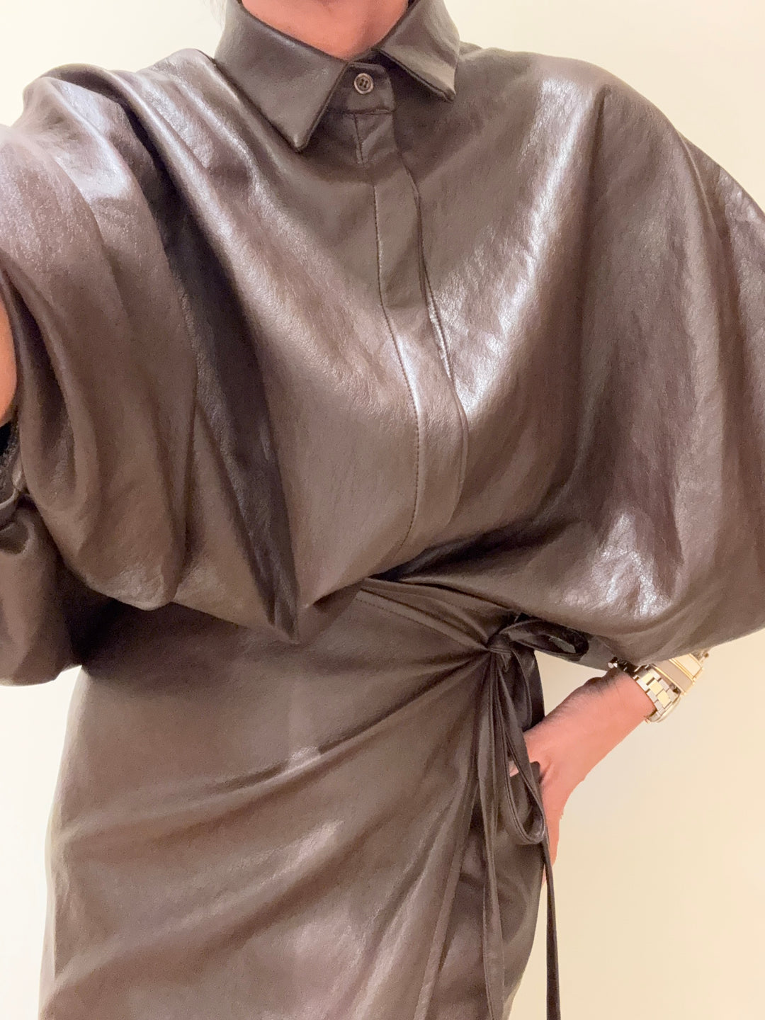 CAMICIA ECOPELLE MARRONE