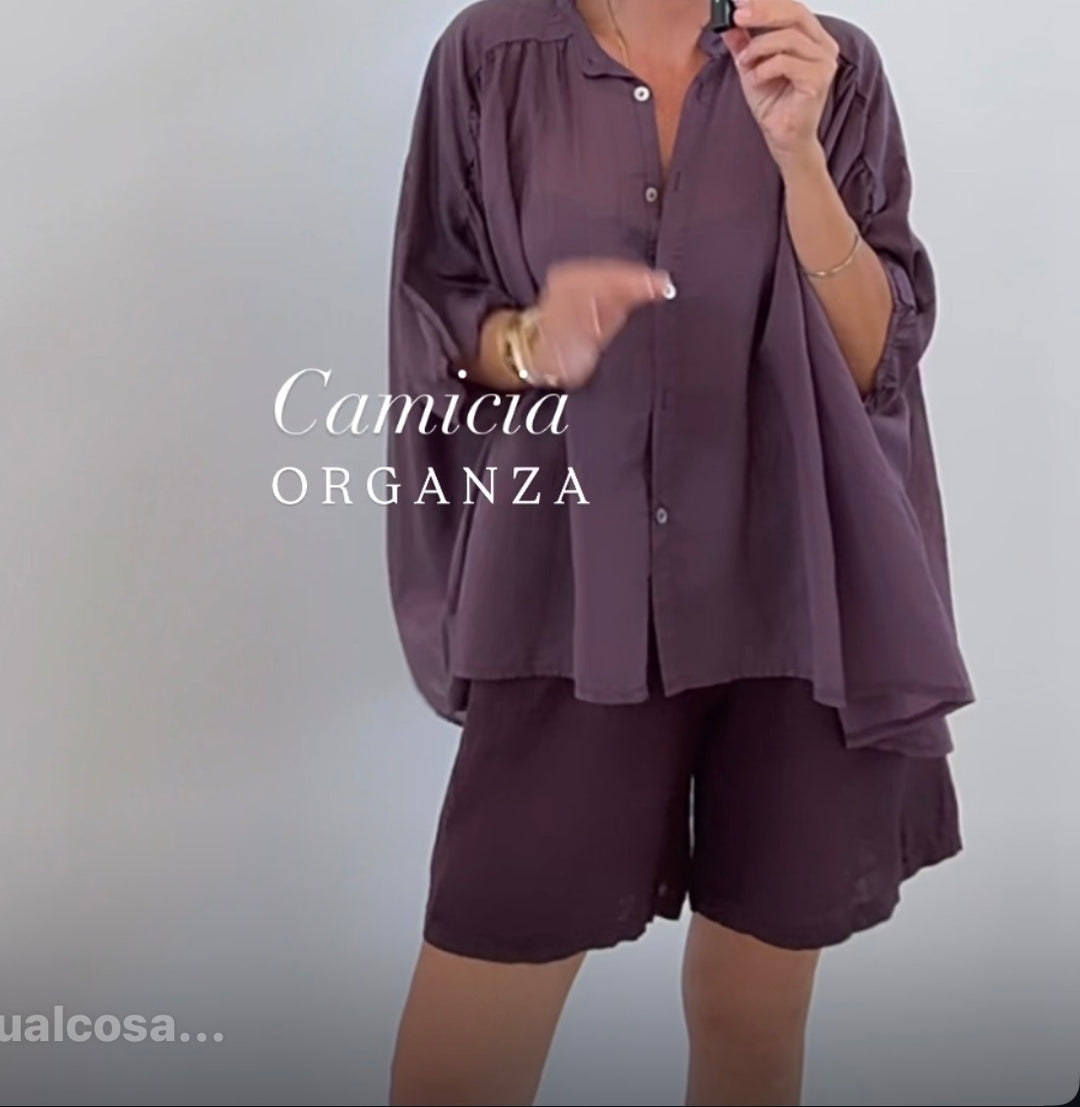 CAMICIA SCATOLA ORGANZA MELANZANA