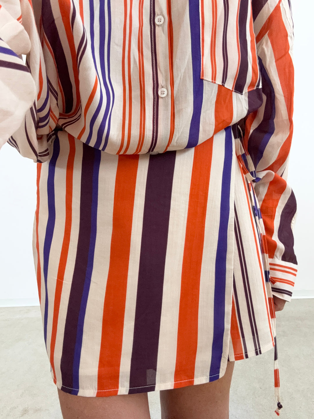 GONNA  PAREO RIGHE VERT ARANCIO VIOLA