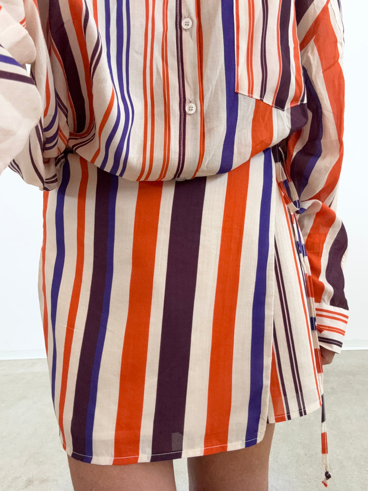 GONNA  PAREO RIGHE VERT ARANCIO VIOLA
