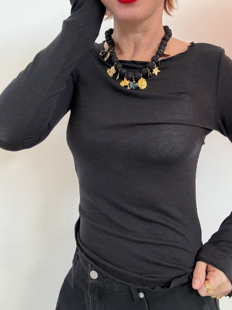 TSHIRT ARRICCIATA NERA;TSHIRT ARRICCIATA NERA;TSHIRT ARRICCIATA NERA;TSHIRT ARRICCIATA NERA;TSHIRT ARRICCIATA NERA