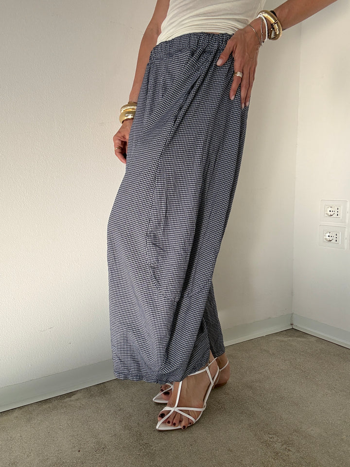 PANTALONE MARIANNA VICHY BLU