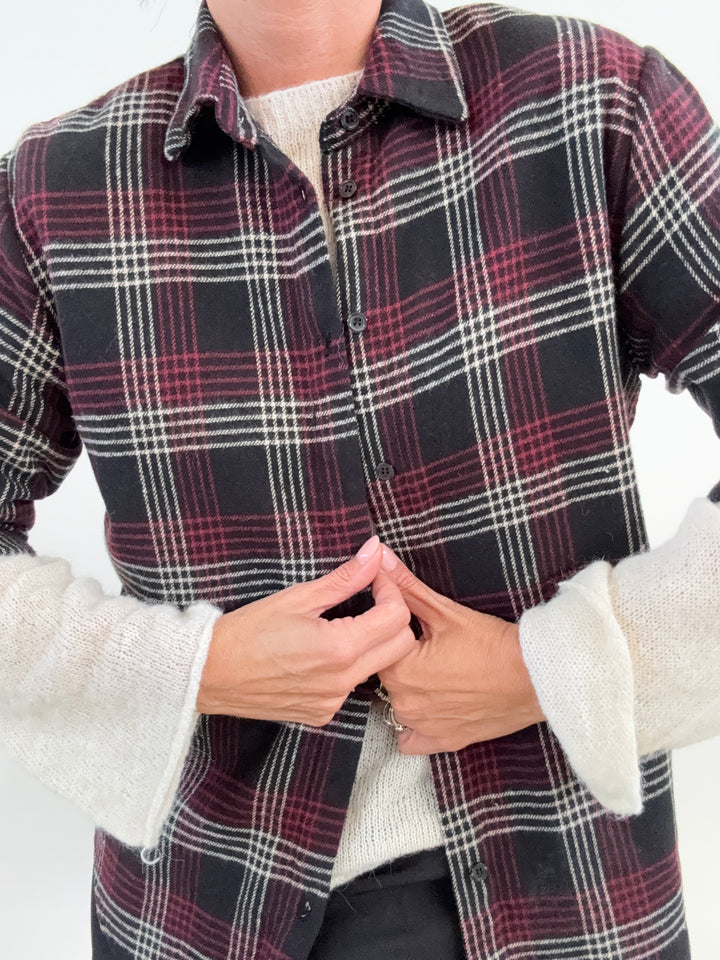 CAMICIA FLANELLA CHECK NERO/ROSSO