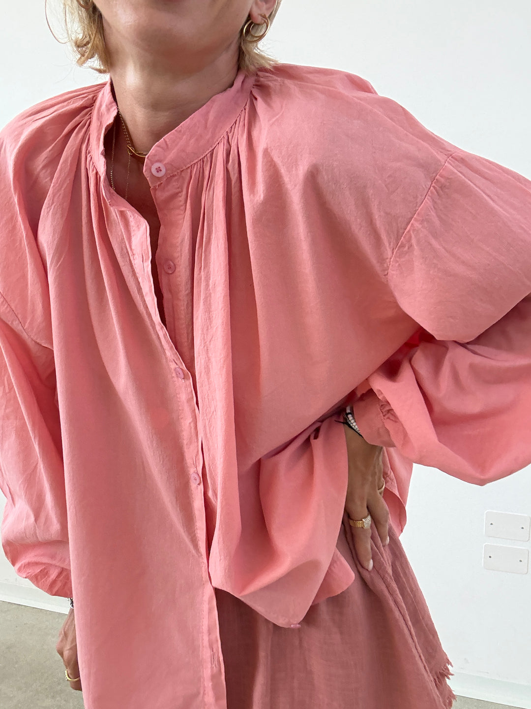 CAMICIA MUSSOLA ROSA CONFETTO