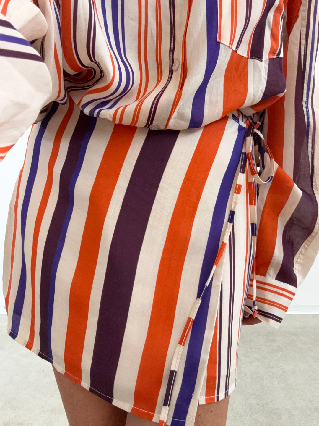 CAMICIA RIGHE VERTICALI ARANCIO VIOLA