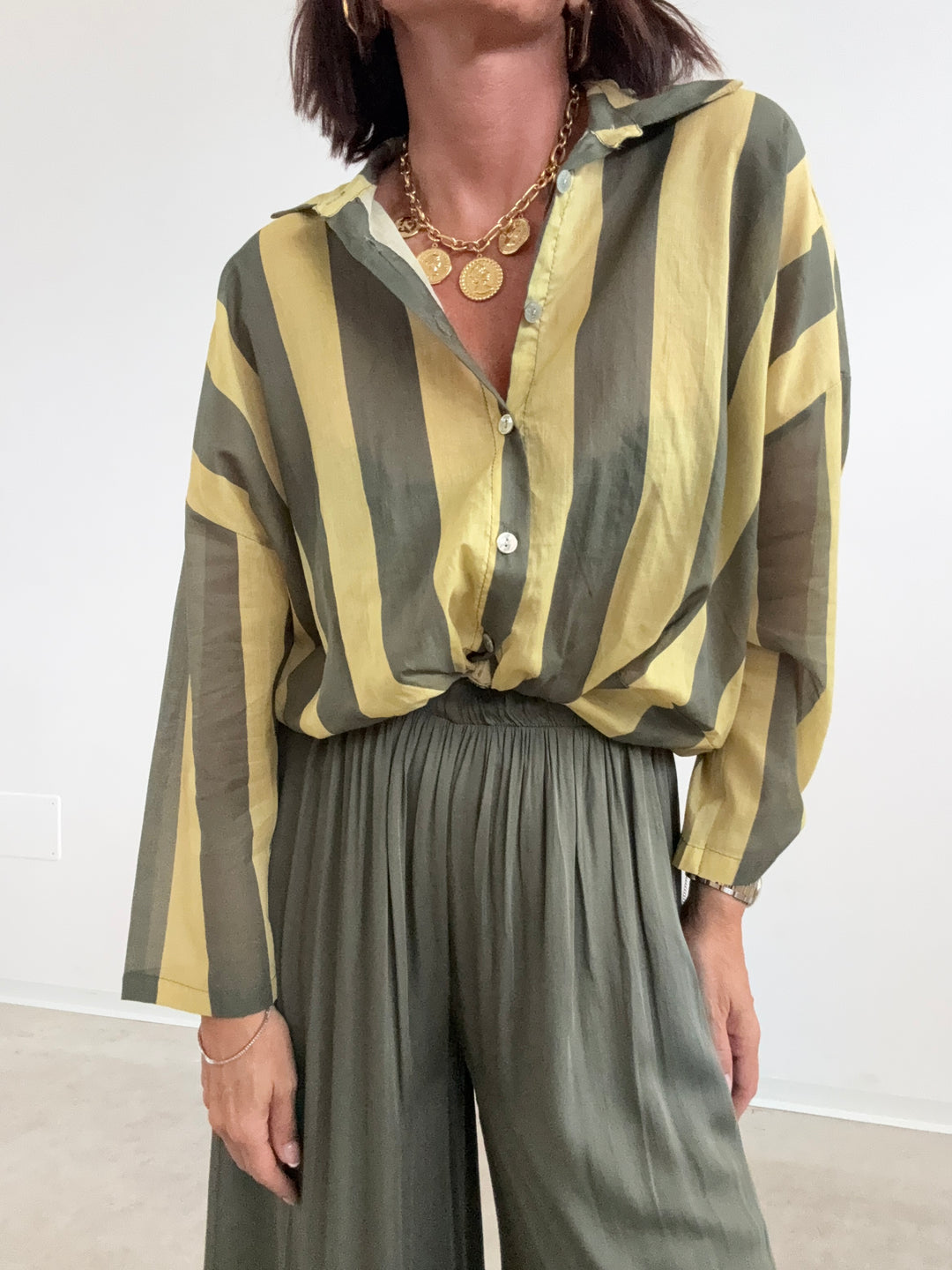 CAMICIA COLLETTO RIGA MELA/VERDE MILI