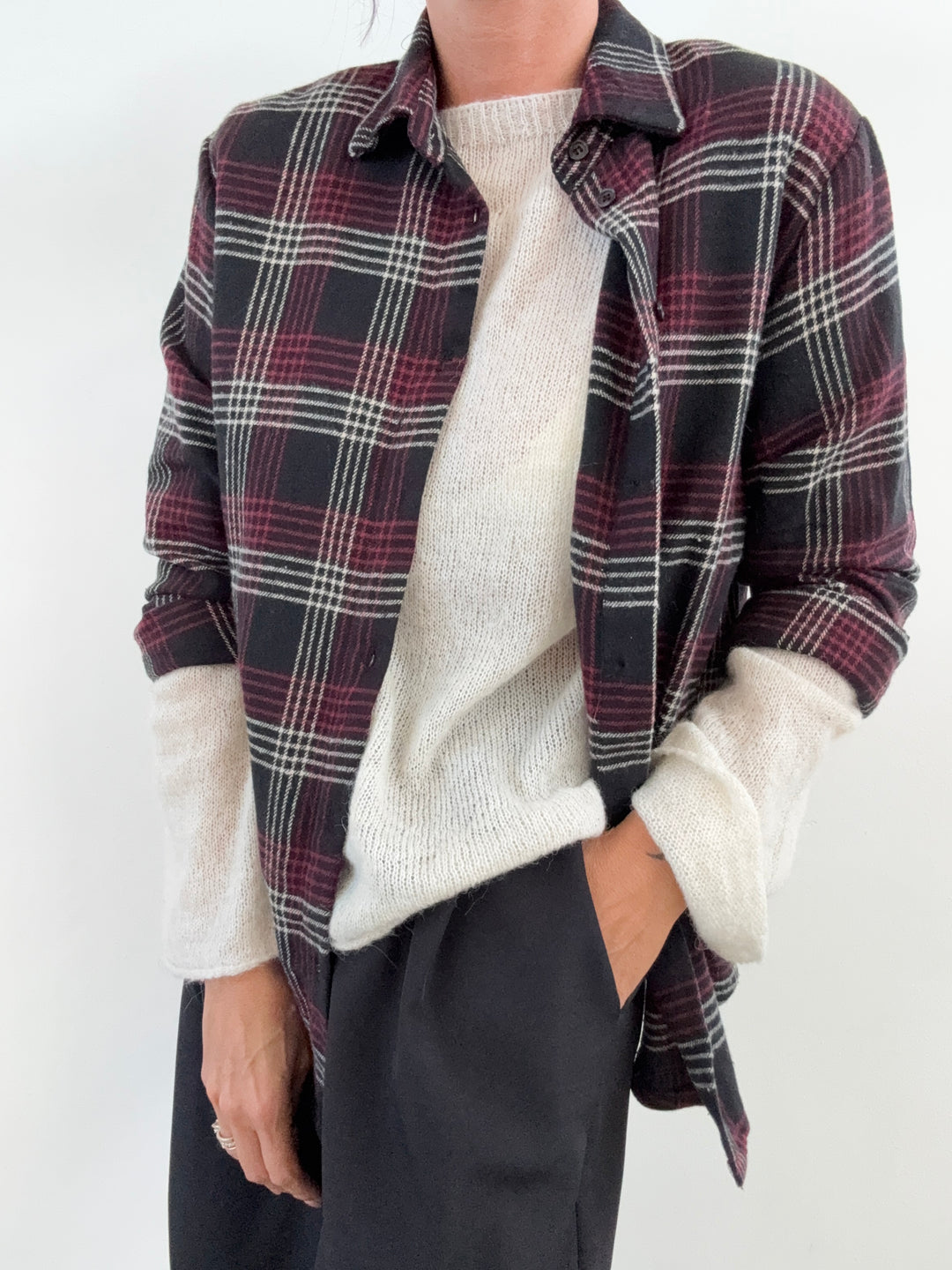 CAMICIA FLANELLA CHECK NERO/ROSSO