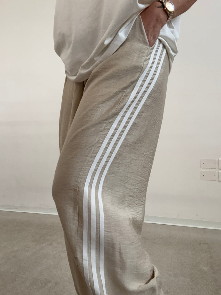 PANTA AISHA VISCOSA LIGHTBEIGE/BIANCO
