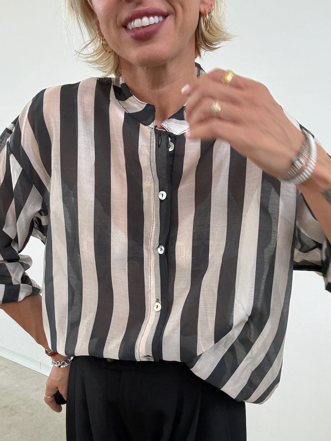 CAMICIA SOFIA RIGA NERO/PANNA