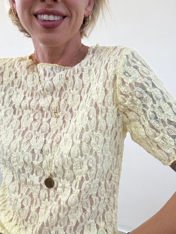 TSHIRT CRISTINA M/CORTA PIZZO LEMON