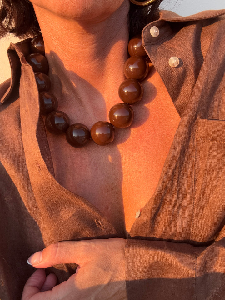 COLLANA SFERE GRANDI CIOCCOLATO