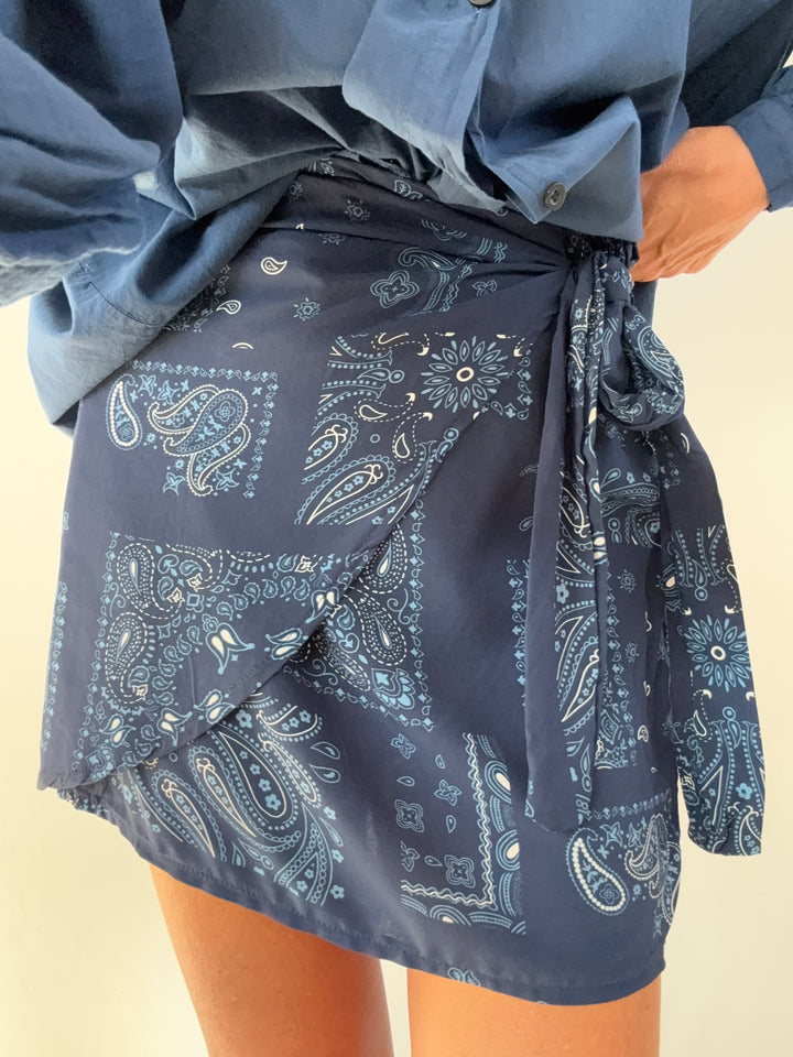 MINIGONNA PAREO BANDANA BLU