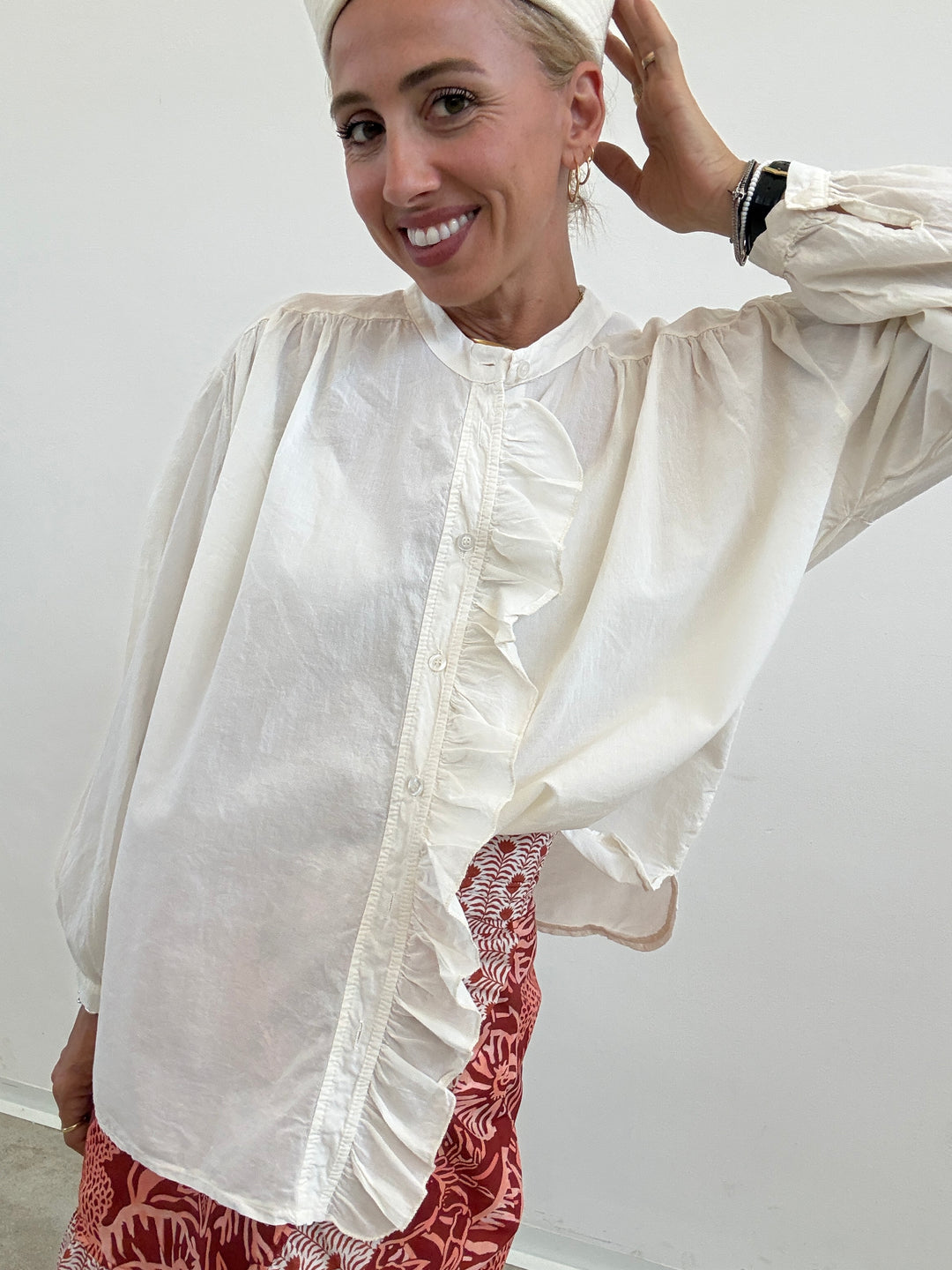 CAMICIA MUSSOLA LATTE ROUCHES