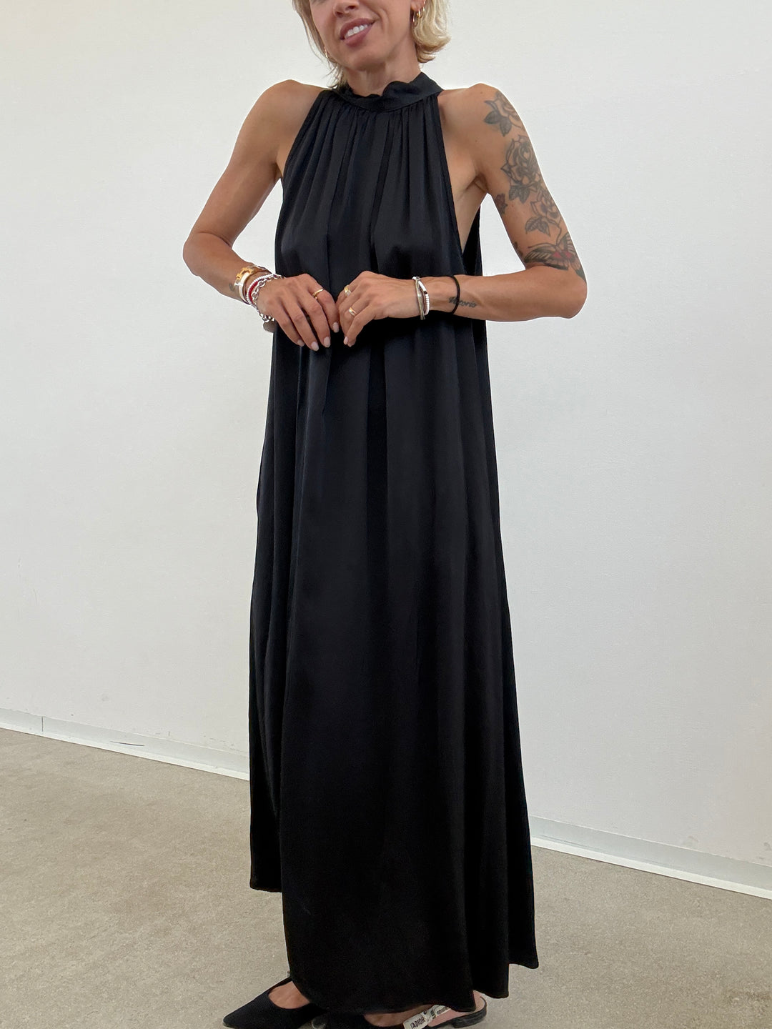 ABITO GINNY SATIN NERO