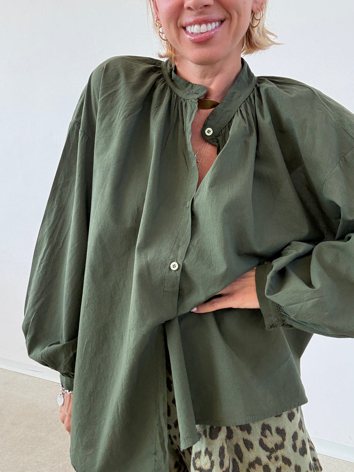 CAMICIA MUSSOLA VERDE SCURO