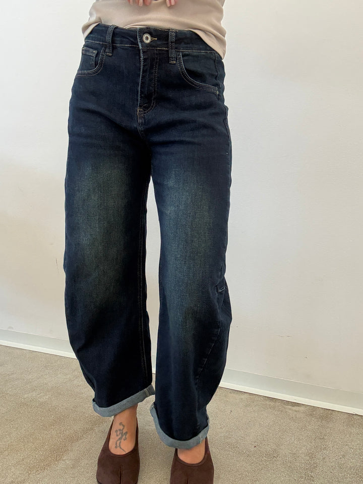 DENIM ANITA BARREL STONEWASH BLU SCURO
