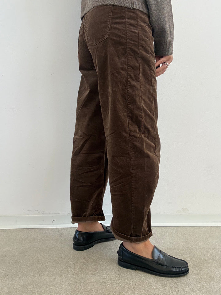 DENIM ANITA BARREL VELLUTO MILLERIGHE CACAO